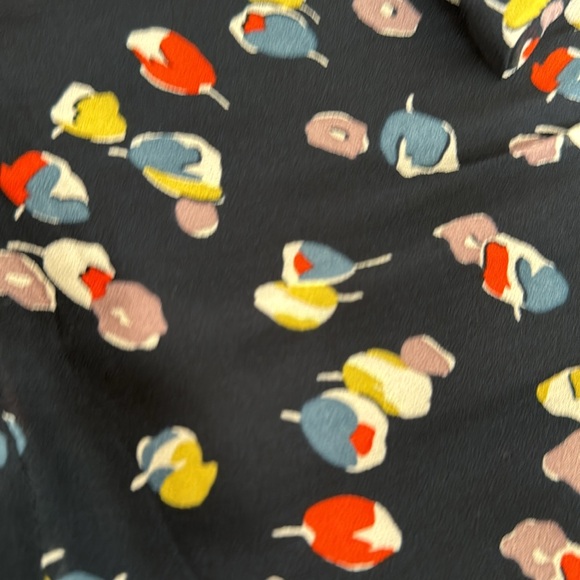 Boden Belted Navy Floral Dress with Pintuck Detail and semi-sheer 3/4 sleeves - Picture 7 of 8